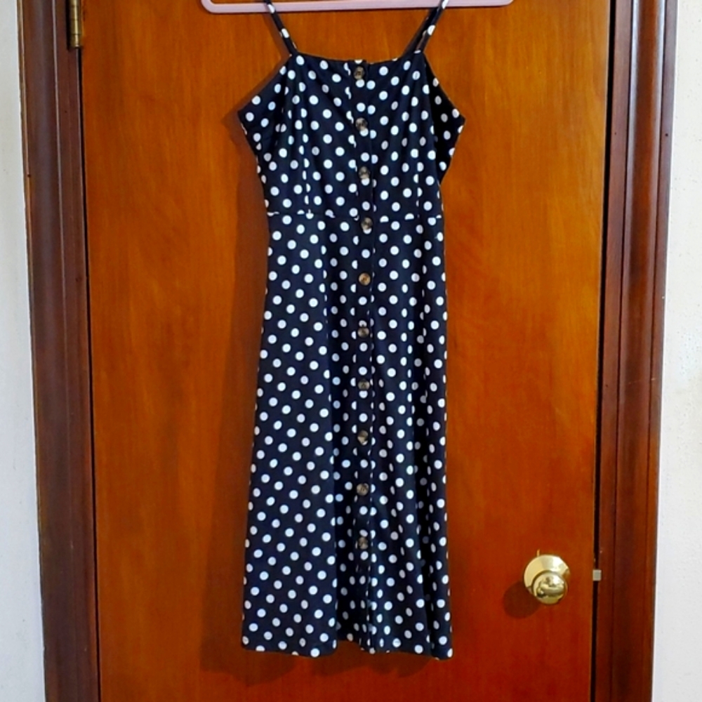 Black and white polka dot midi sundress size small
